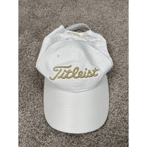 Titleist Accessories - Titleist Hat Womens Adult One Size Strapback White Gold Logo Golf Relaxed Preppy
